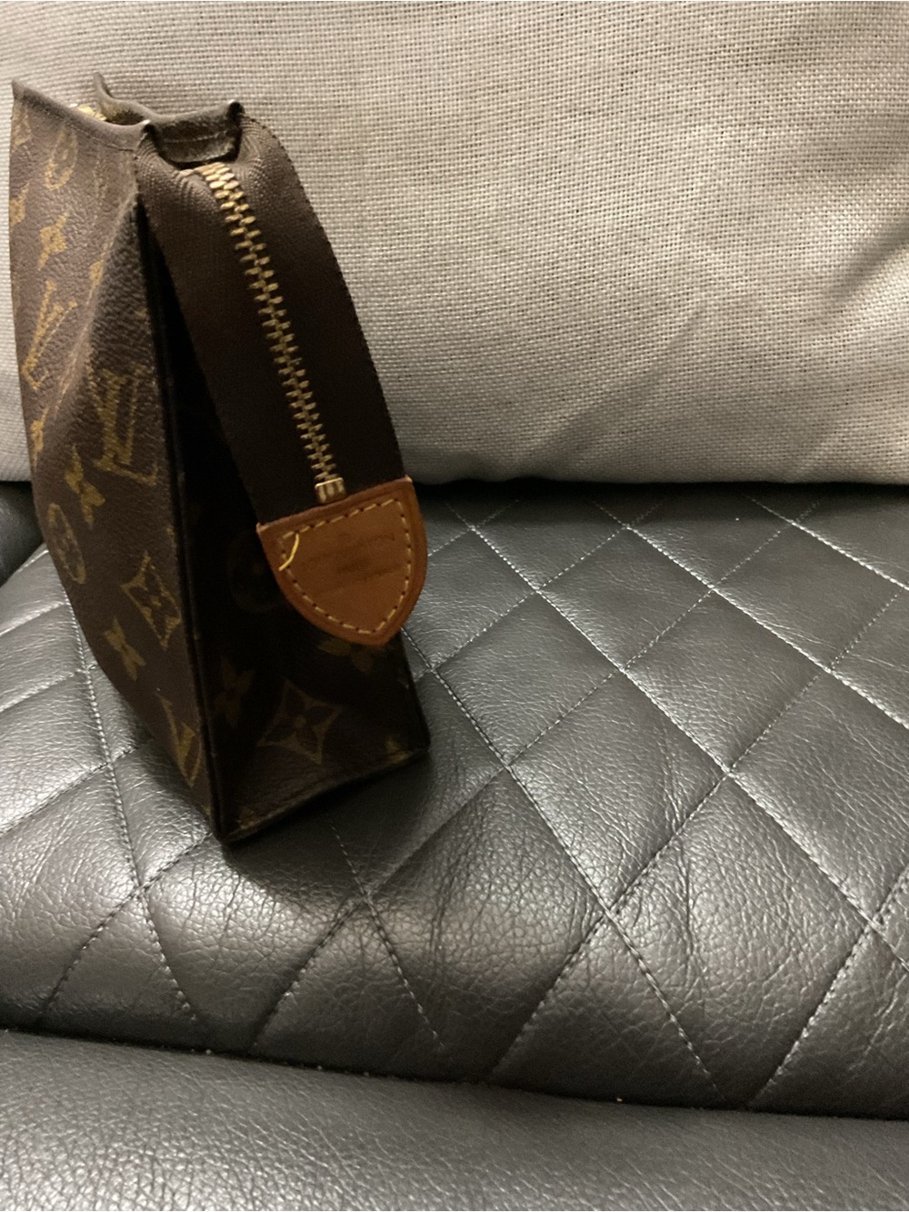 Louis Vuitton Brown Monogram Cosmetic Pouch with Tan Accents - Picture 8 of 9